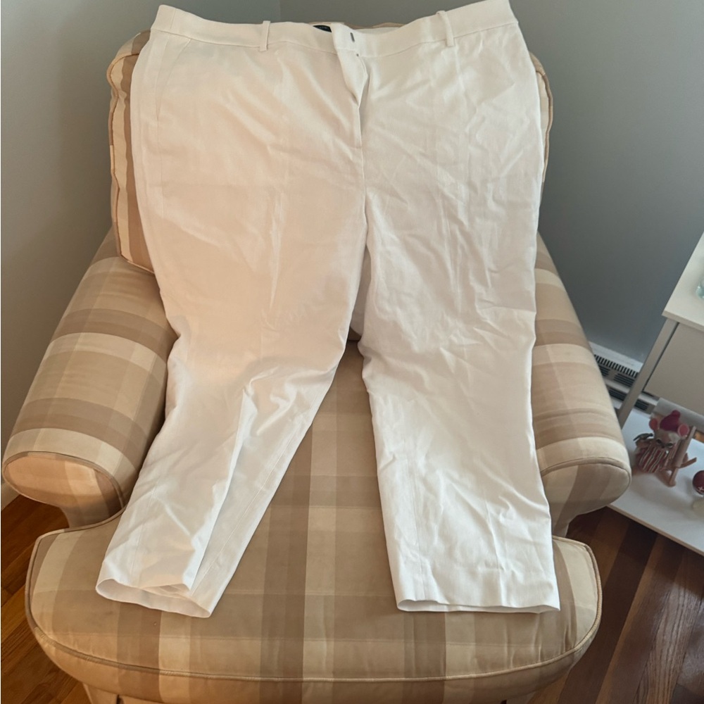 JCrew White linen cropped pants